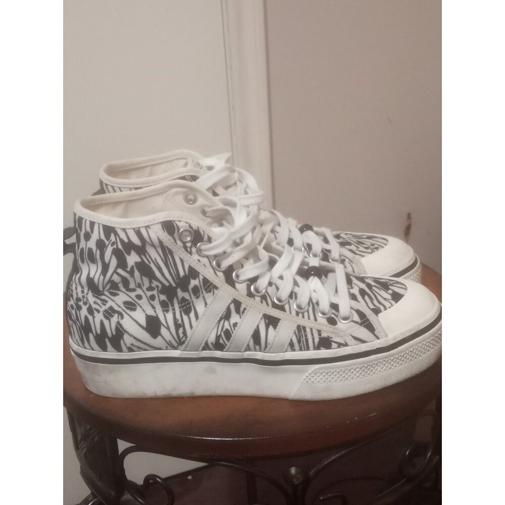 Adidas Nizza Platform Mid GY9424 White Athletic Sneaker Shoes Womens Size 10